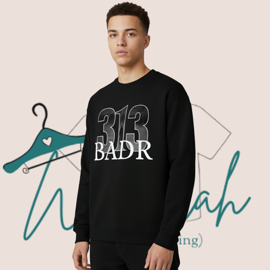 "313 BADR" Premium Printed Graphic Oversized Sweatshirt.