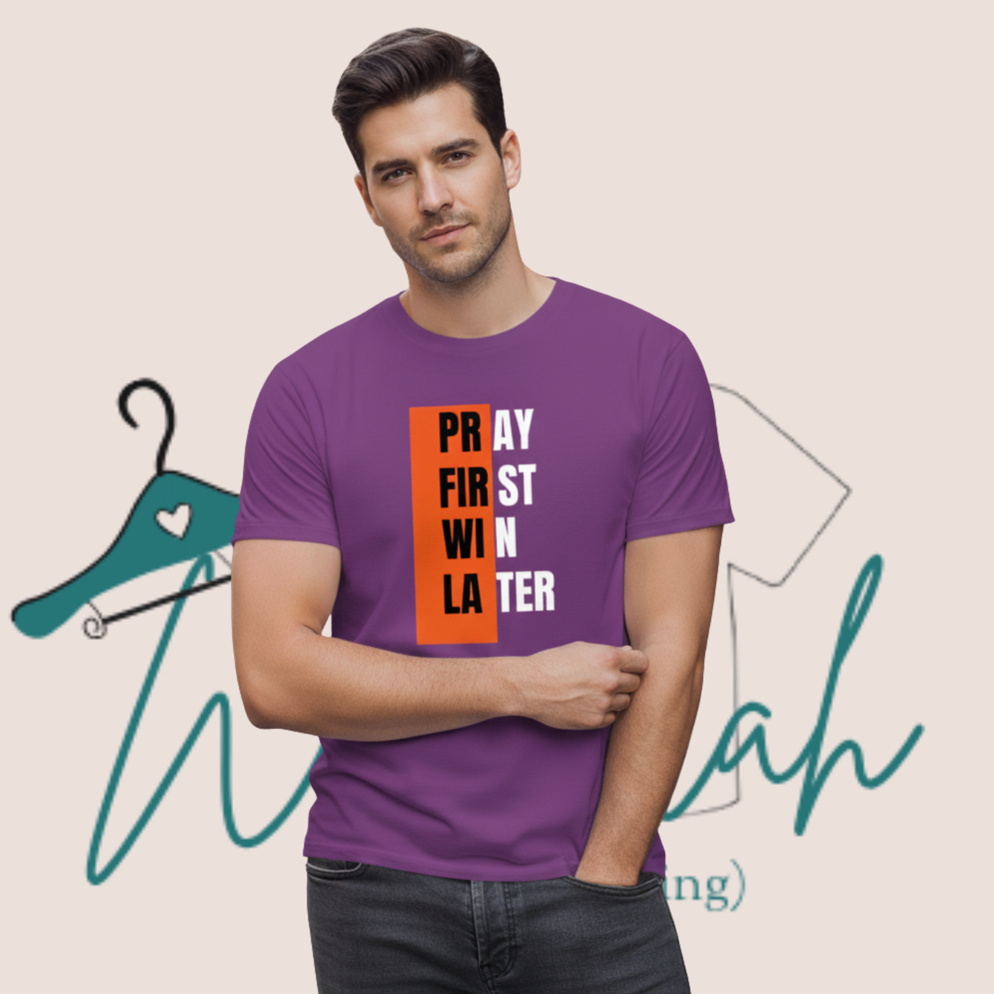 \"Pray First Win Later\" Premium Printed Graphics Half Sleeves Tee.