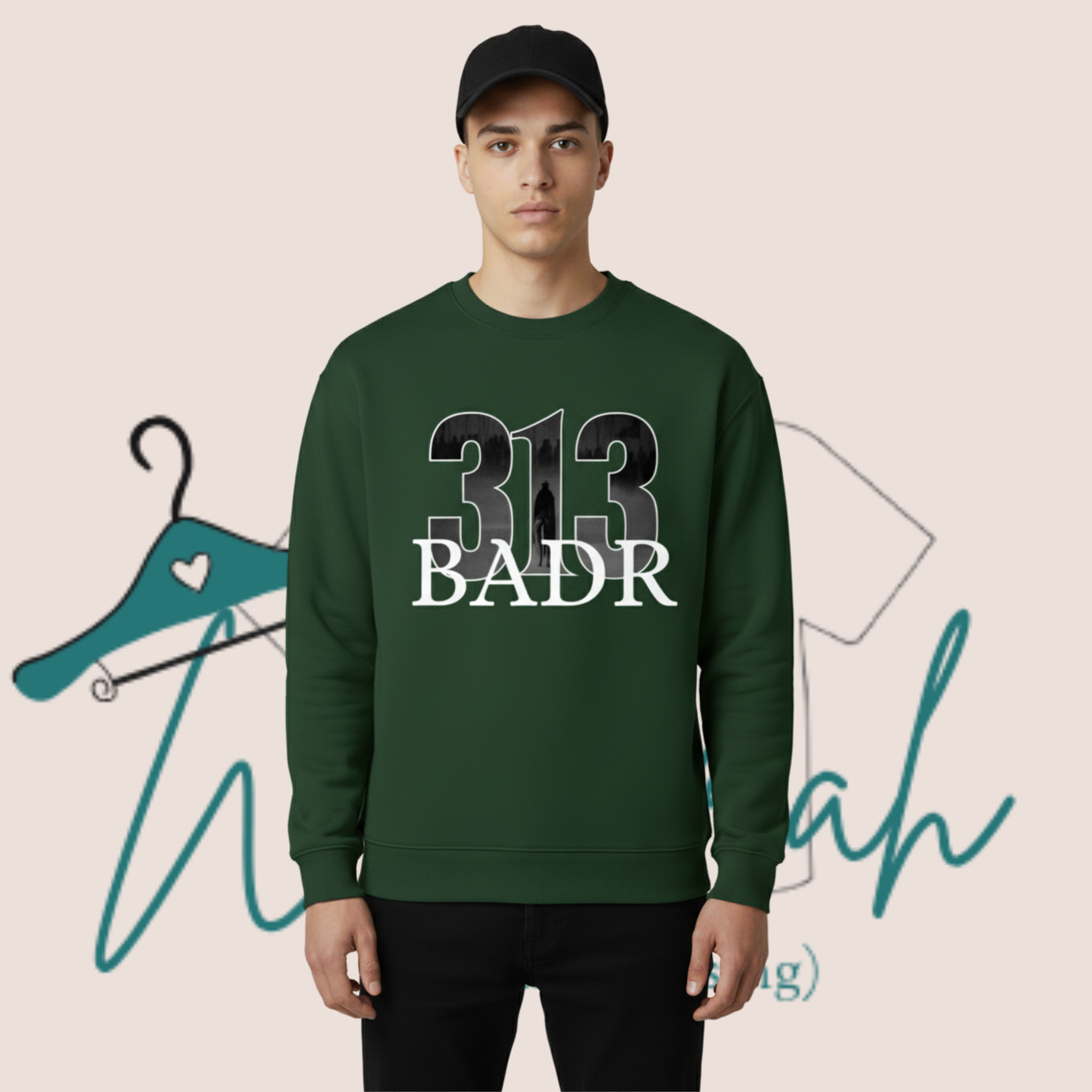 "313 BADR" Premium Printed Graphic Oversized Sweatshirt.